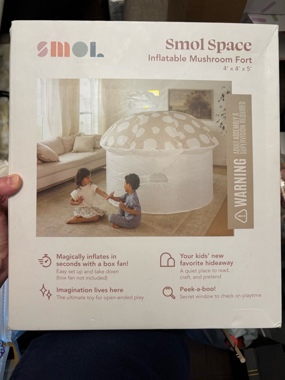 Inflatable Mushroom Fort - Beige & White
